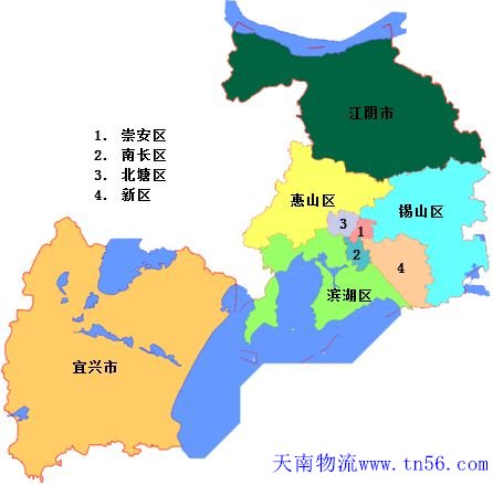 中山到無錫市物流地圖